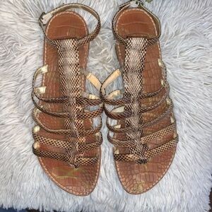 Sam Edelman Gilda Snakeskin Gladiator Thong Sandals with Ankle Strap Ladies 9